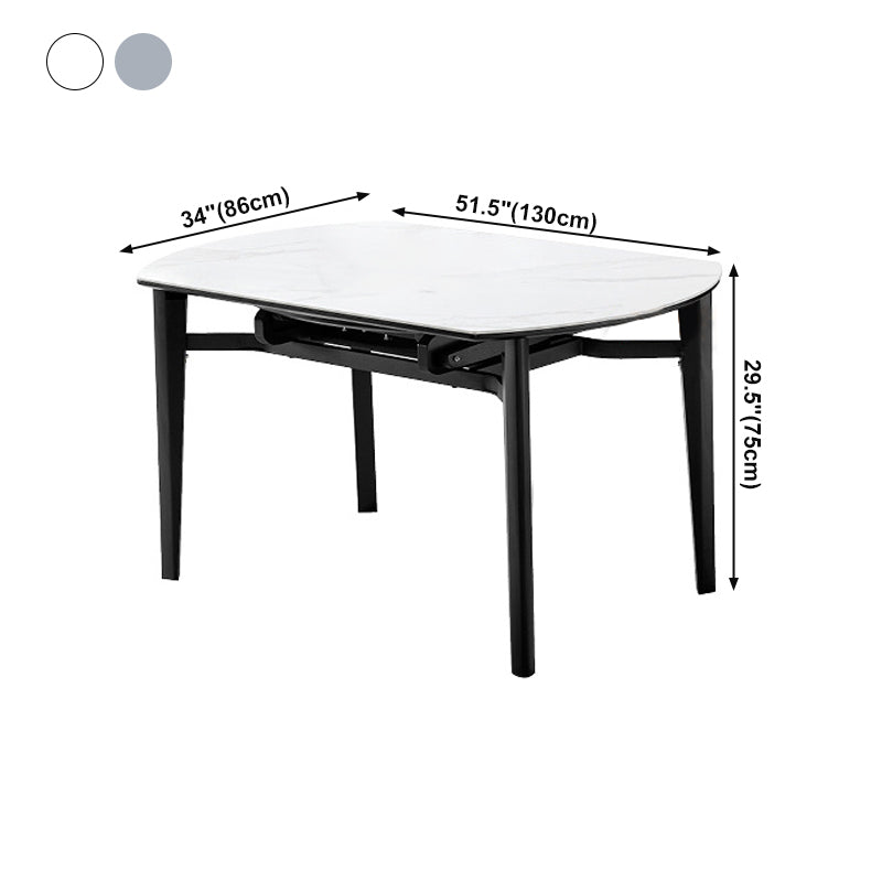 Contemporary Style Round 51.2'' Dining Site Table Stone Drop-Leaf Dining Room Furniture