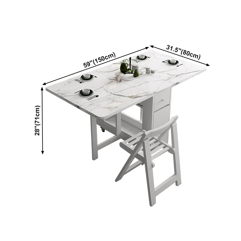 59-inch Rectangle Shape Mid-Century Modern Dining Table White Tone Extendable Table