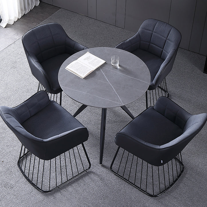 Mesa de cena redonda de estilo moderno Mesa de piedra sinterizada con base de metal para uso en el hogar