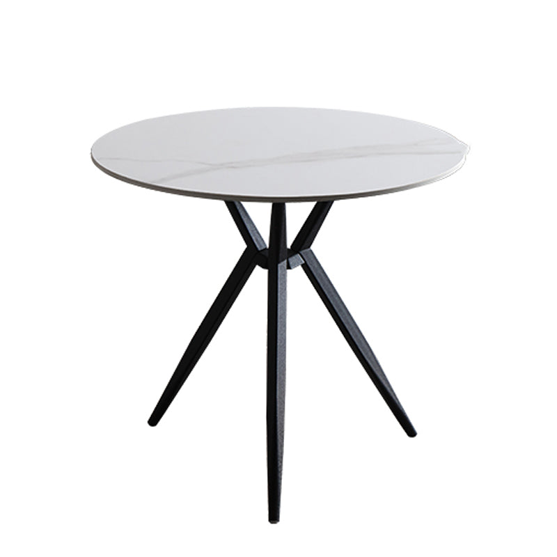 Mesa de cena redonda de estilo moderno Mesa de piedra sinterizada con base de metal para uso en el hogar