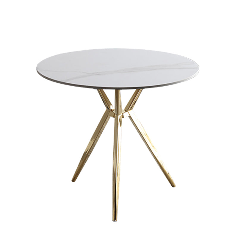 Mesa de cena redonda de estilo moderno Mesa de piedra sinterizada con base de metal para uso en el hogar