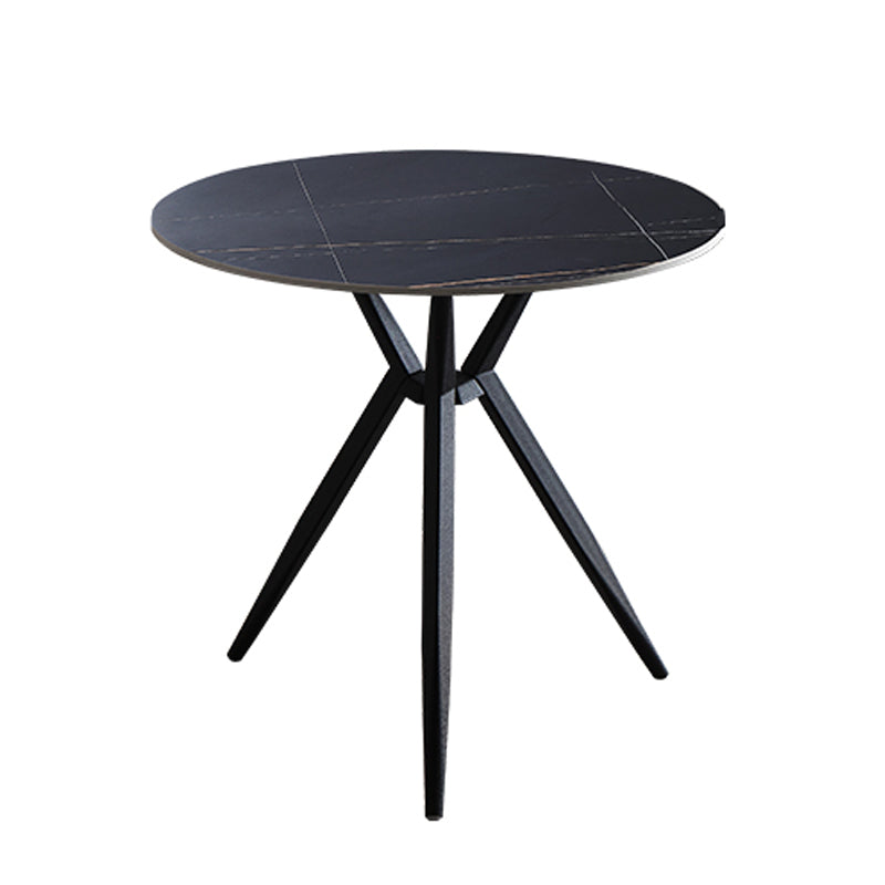 Mesa de cena redonda de estilo moderno Mesa de piedra sinterizada con base de metal para uso en el hogar