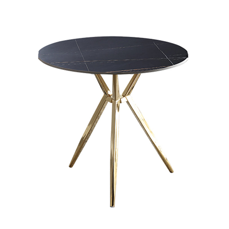 Mesa de cena redonda de estilo moderno Mesa de piedra sinterizada con base de metal para uso en el hogar