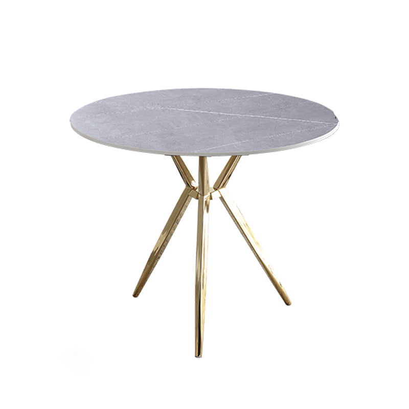 Mesa de cena redonda de estilo moderno Mesa de piedra sinterizada con base de metal para uso en el hogar