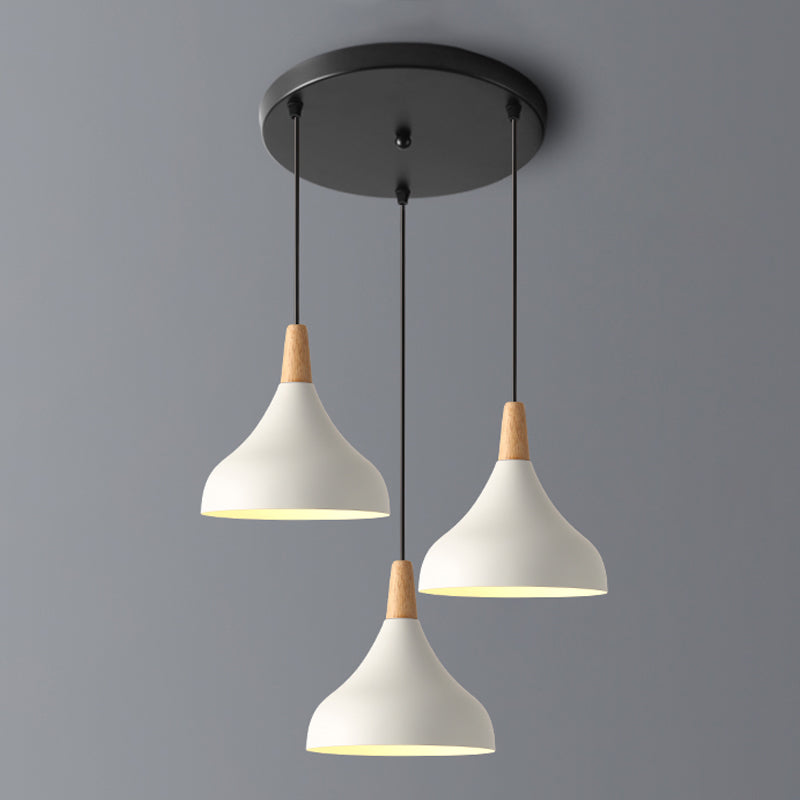 Swell Shape Pendant Light Macaron Metal Metal Multi Multi Hanging Lightture avec pointe en bois