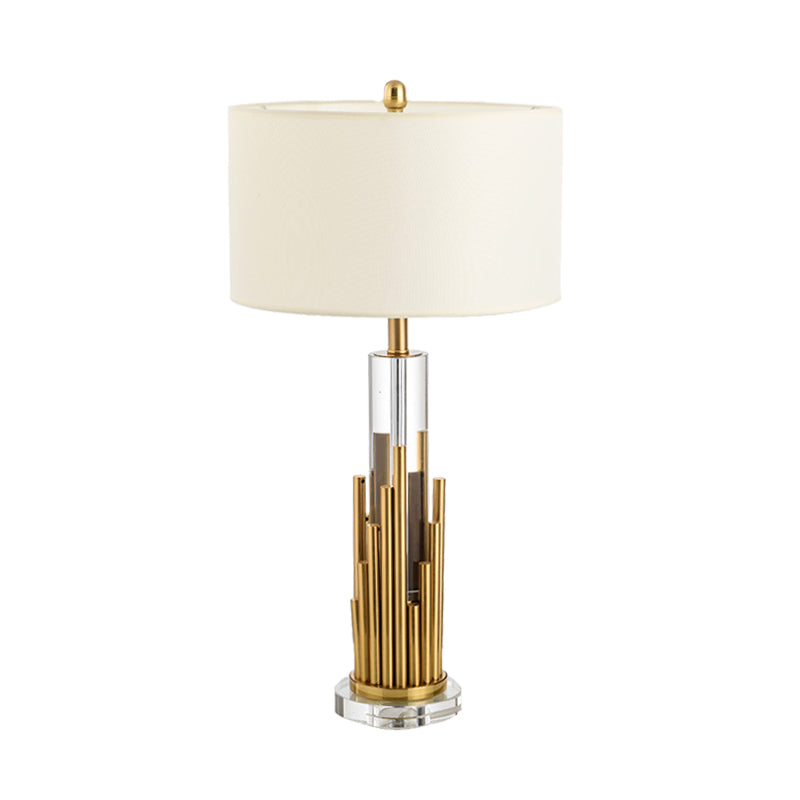 Scrivania cilindrica contemporanea luce chiara cristallo 1 lampada da tavolo notturno in oro