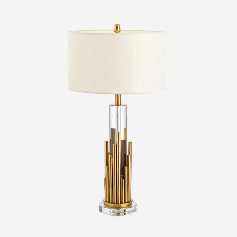 Scrivania cilindrica contemporanea luce chiara cristallo 1 lampada da tavolo notturno in oro