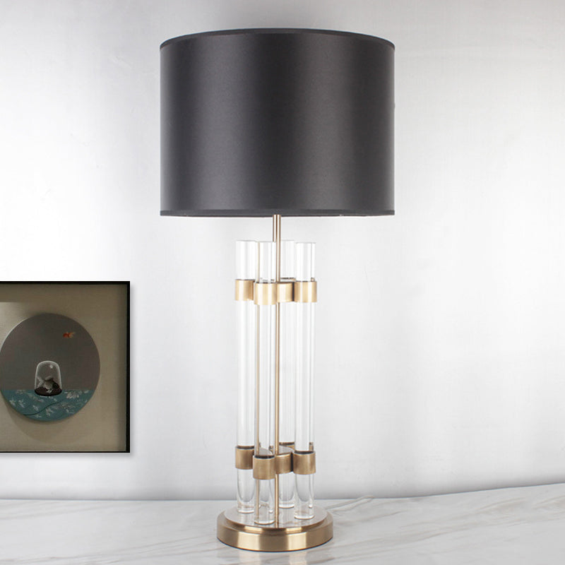 Fassstoff Stoff Schreibtisch hell moderne 1 Kopf Gold Nachttischlampe mit klar