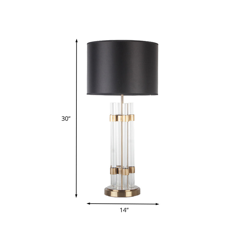 Fassstoff Stoff Schreibtisch hell moderne 1 Kopf Gold Nachttischlampe mit klar
