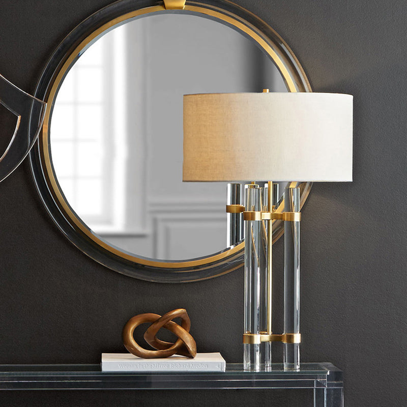 1 tête de tâche cylindrique légère moderniste coupée à main lampe de chevet en cristal en or