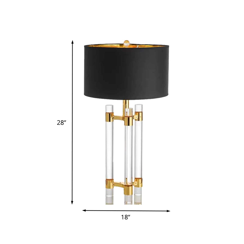 1 Luce di lettura in oro moderno di studio moderno con tonalità in tessuto tamburo