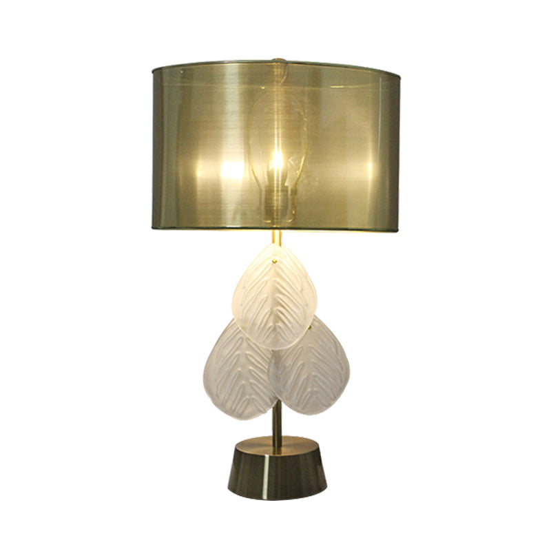 Lampe de bureau en forme de feuille, modernisme, cristal taillé à la main, 1 ampoule, lampe de table de nuit en or