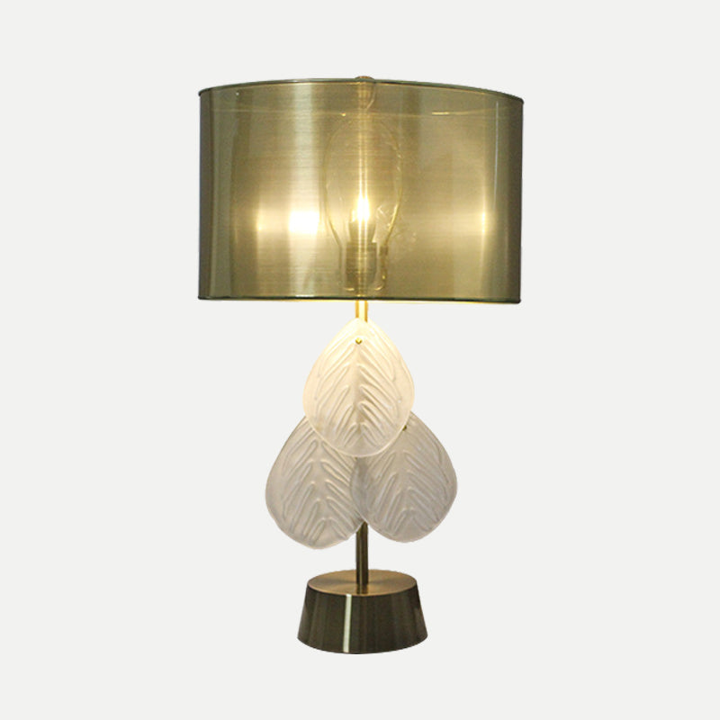 Lampe de bureau en forme de feuille, modernisme, cristal taillé à la main, 1 ampoule, lampe de table de nuit en or