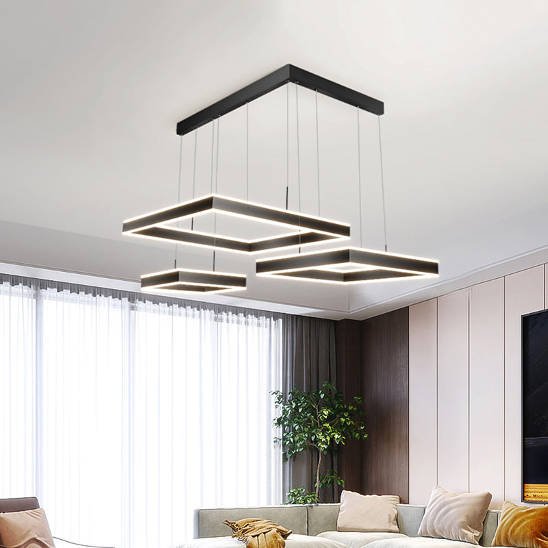 Modern vierkante kroonluchter licht multi-tier hangende hanglampen met acrylschaduw