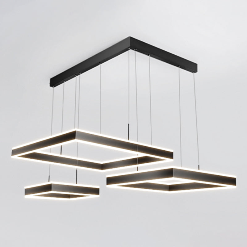 Modern vierkante kroonluchter licht multi-tier hangende hanglampen met acrylschaduw