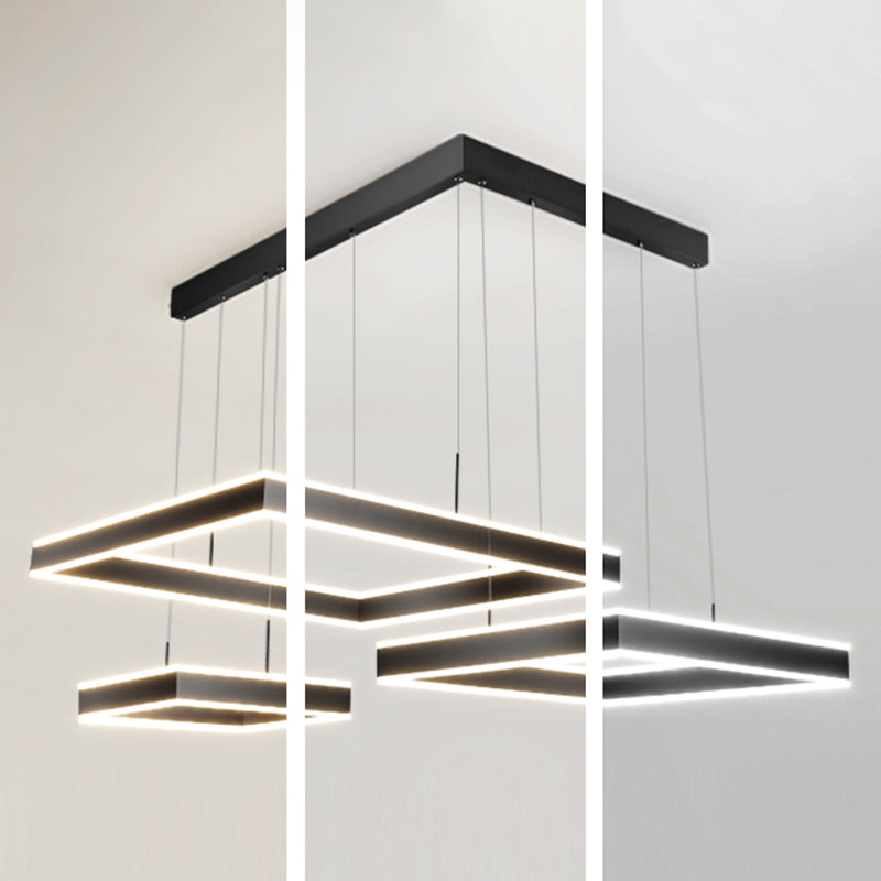 Modern vierkante kroonluchter licht multi-tier hangende hanglampen met acrylschaduw
