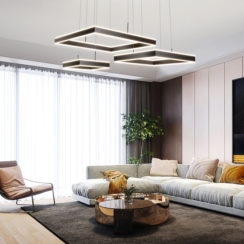 Modern vierkante kroonluchter licht multi-tier hangende hanglampen met acrylschaduw