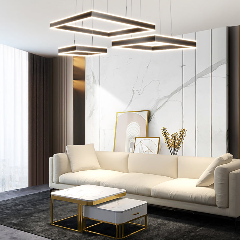 Modern vierkante kroonluchter licht multi-tier hangende hanglampen met acrylschaduw
