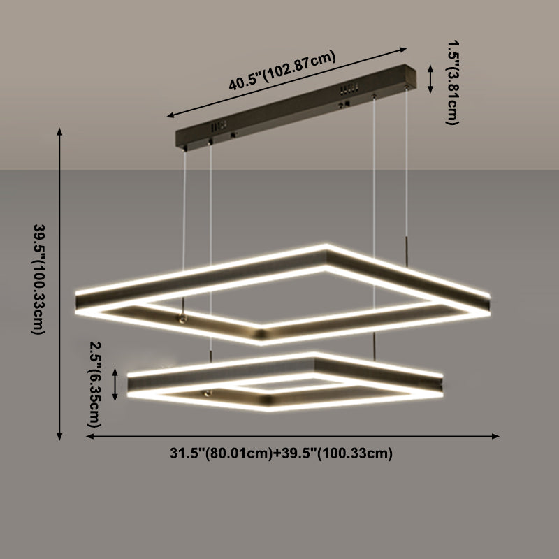 Modern vierkante kroonluchter licht multi-tier hangende hanglampen met acrylschaduw
