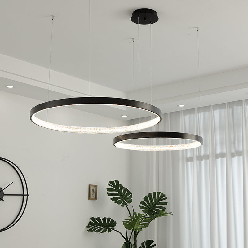 Modern Round Chandelier Light Fixtures Multi-Tier Hanging Pendant Lamps with Acrylic Shade