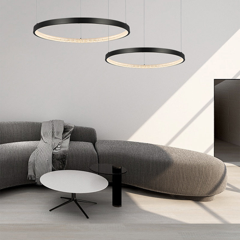 Modern Round Chandelier Light Fixtures Multi-Tier Hanging Pendant Lamps with Acrylic Shade
