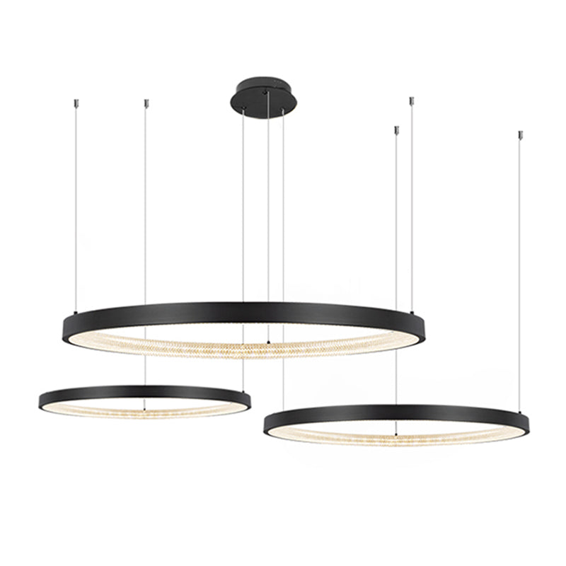 Modern Round Chandelier Light Fixtures Multi-Tier Hanging Pendant Lamps with Acrylic Shade