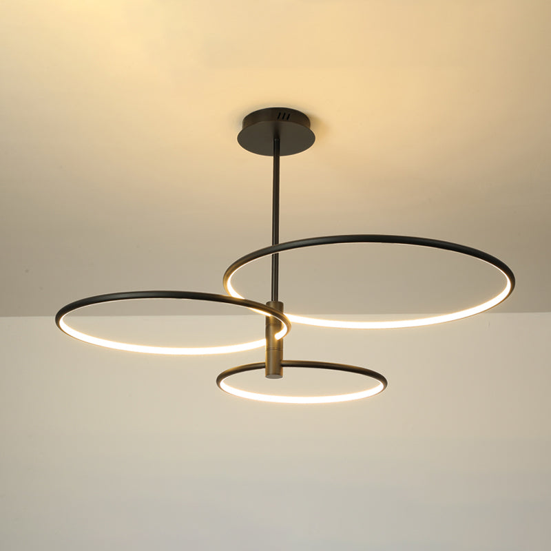 Modern Round Chandelier Light Fixtures 3-Tier Hanging Pendant Lamps with Silica Gel Shade