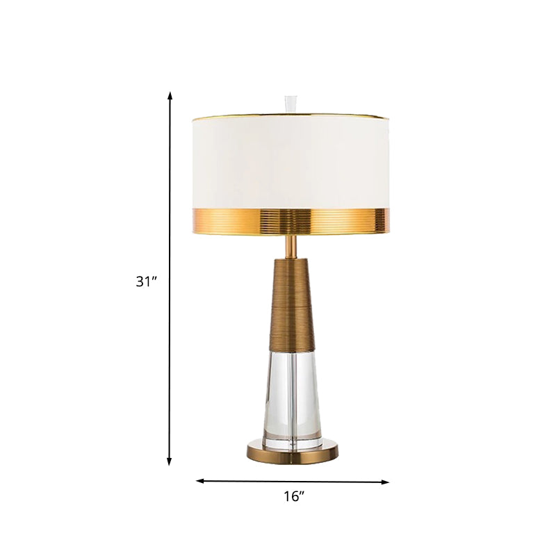 1 Kopf Wohnzimmer Schreibtisch Lampe moderne goldene Tischlicht mit zylindrischem Stoffton