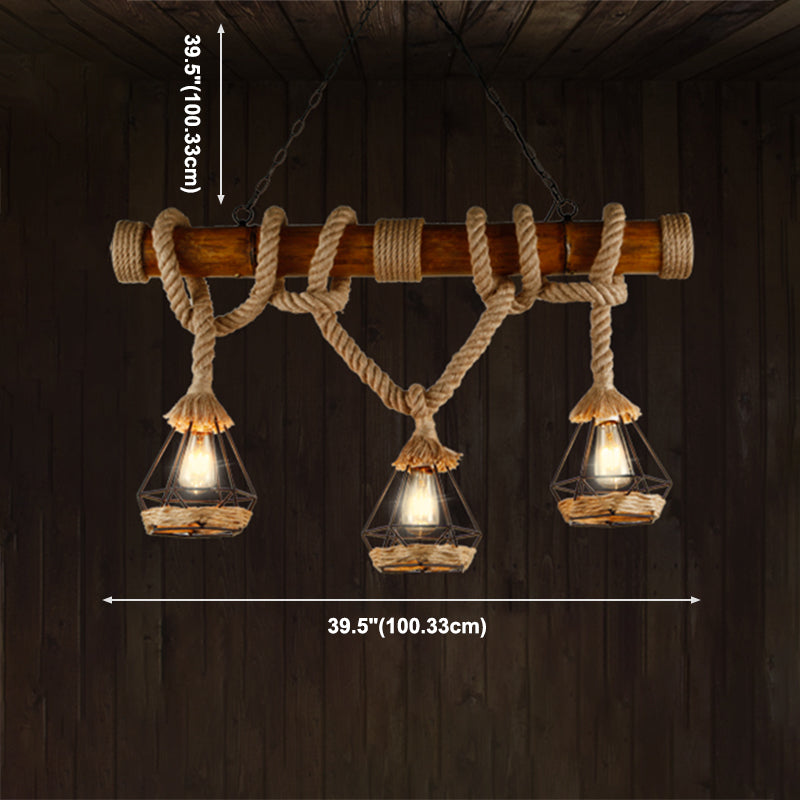 Vintage Hemp Rope Pendant Light American Industrial Hanging Light for Loft Living Room