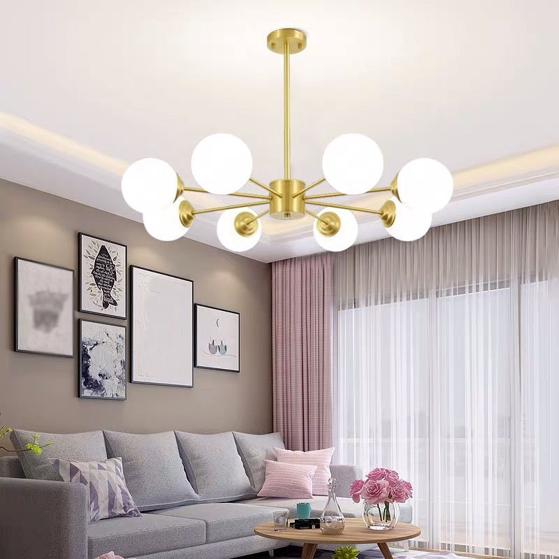 Globe Chandelier Light Fixtures Multi-Head Gold Hanging Pendant Lamps for Living Room