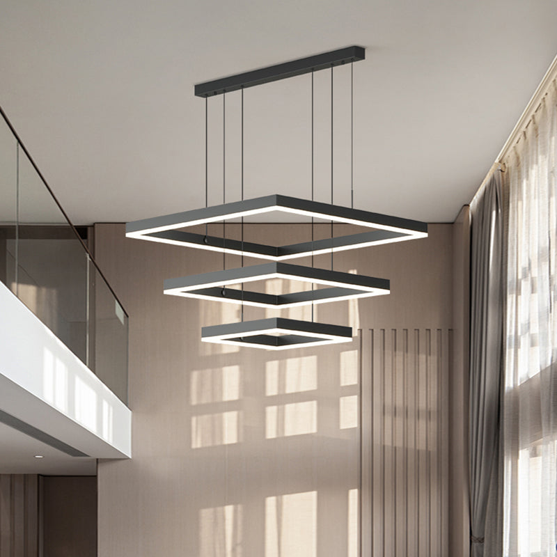 Moderne vierkante kroonluchter verlichtingsarmaturen Multi-tier hangende hanglampen