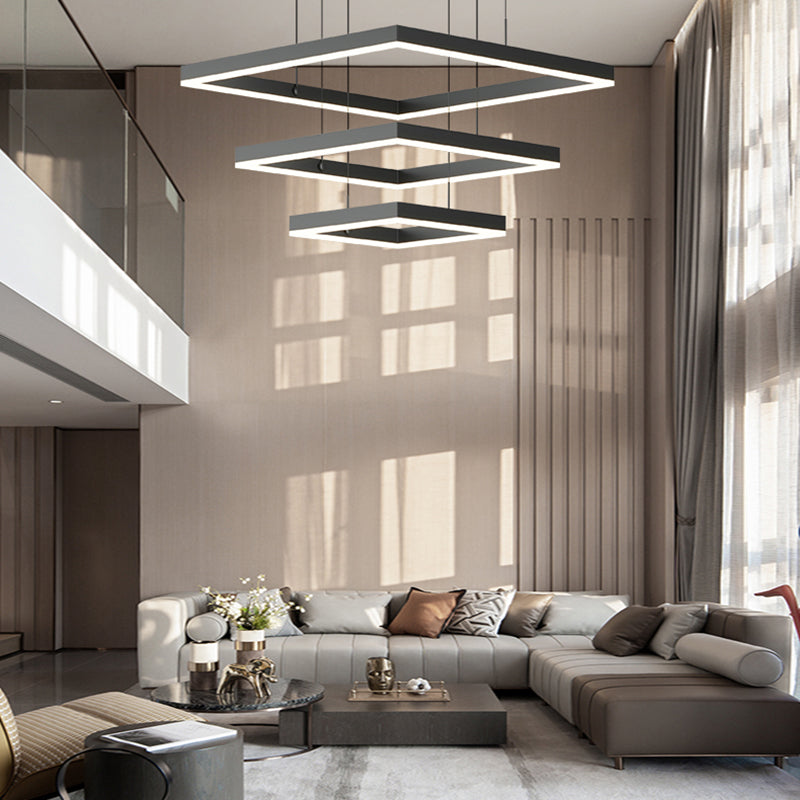 Moderne vierkante kroonluchter verlichtingsarmaturen Multi-tier hangende hanglampen
