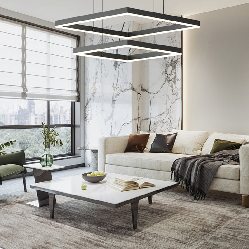 Moderne vierkante kroonluchter verlichtingsarmaturen Multi-tier hangende hanglampen