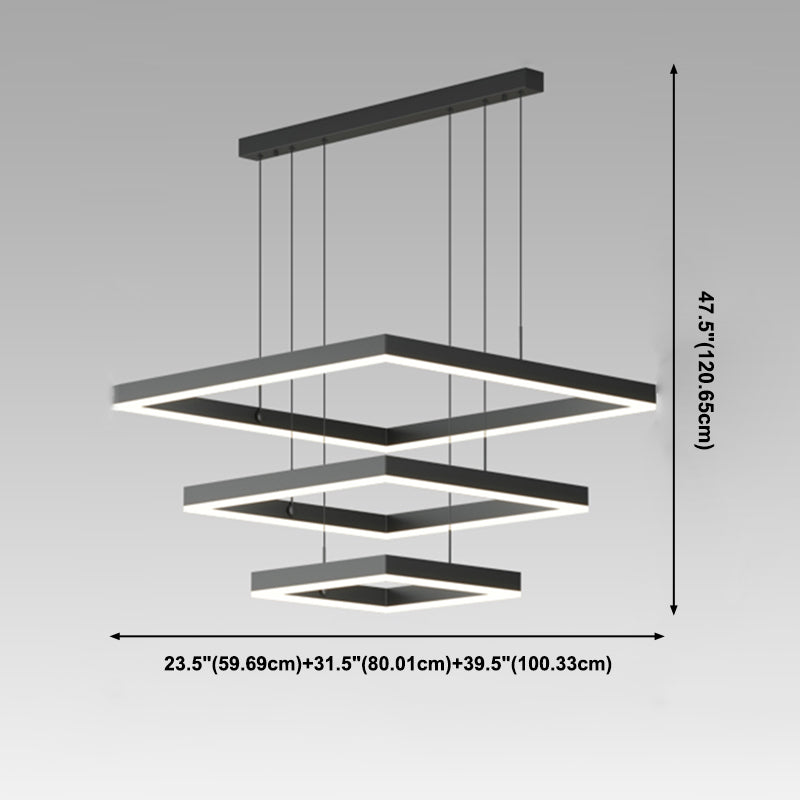 Moderne vierkante kroonluchter verlichtingsarmaturen Multi-tier hangende hanglampen