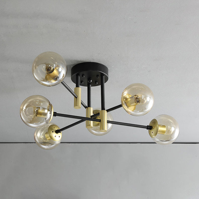 Plafonnier Globe en verre, Style créatif moderne, en fer galvanisé, montage Semi-encastré pour chambre à coucher