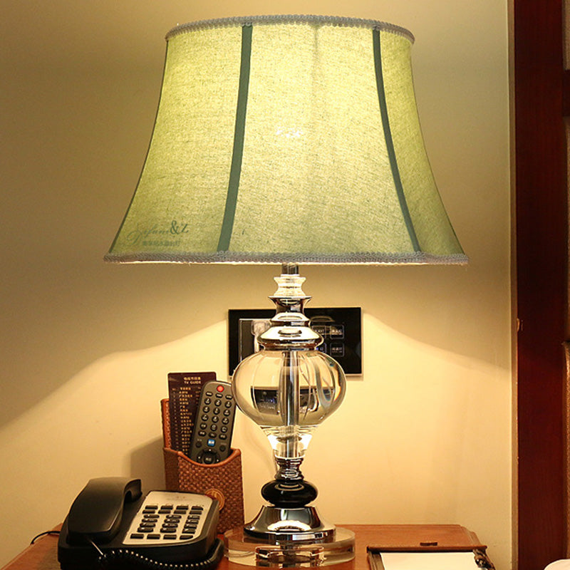Fabric Wide Flare Table Light Modern 1 Head Small Desk Lamp in Grey for Living Room
