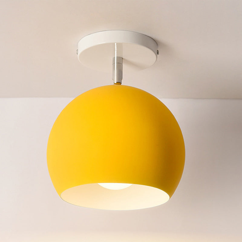 Modern Concise Macaron Flush Mount Lacquered Aluminium Globe Ceiling Light for Cloakroom