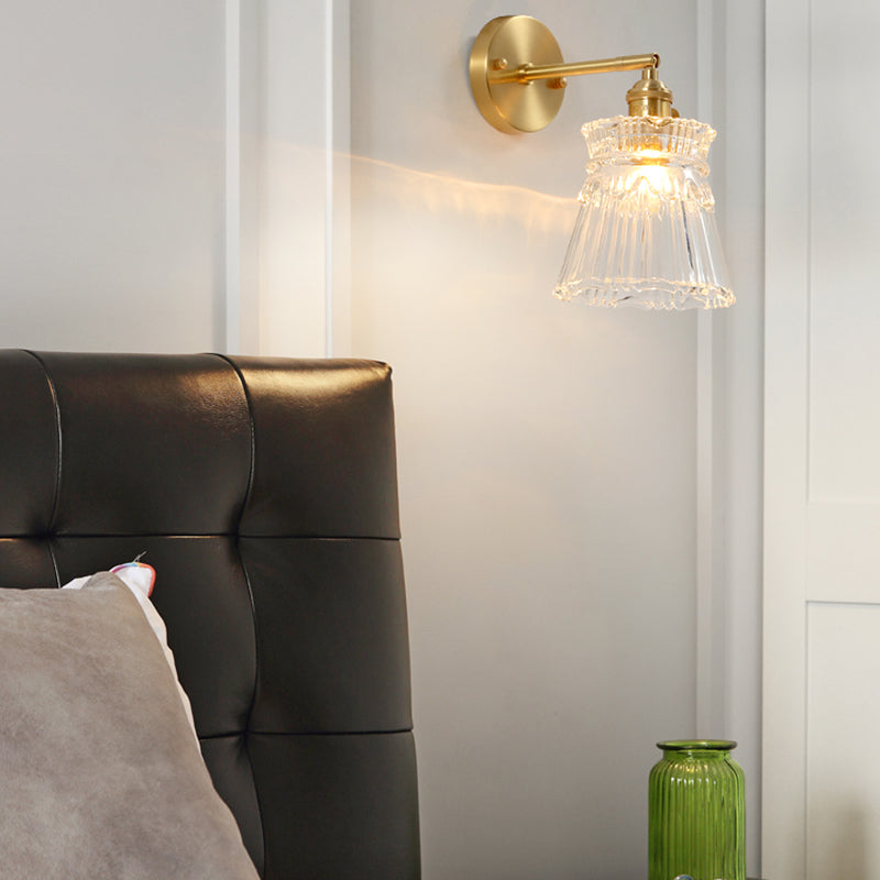 Modern Style Geometric Wall Sconce Lights Glass 1 Light Wall Mount Lighting in Gold