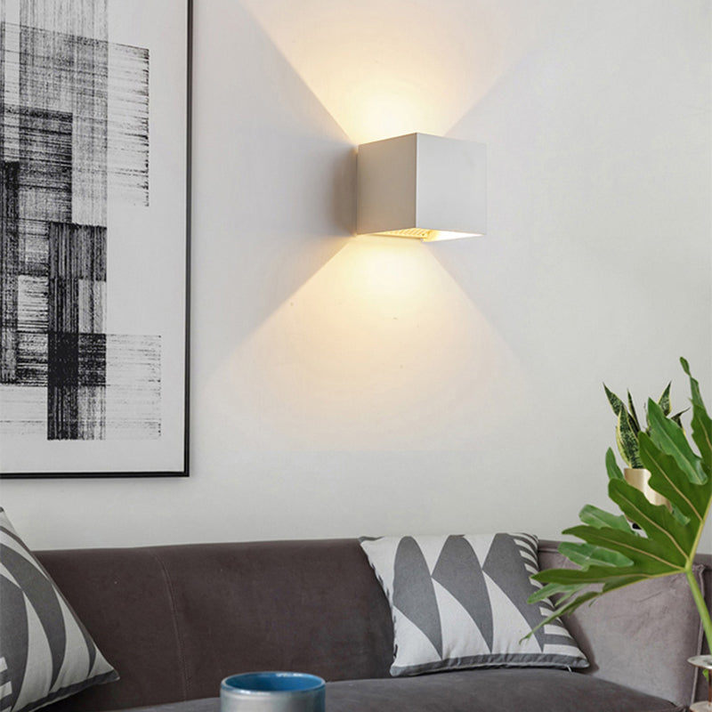 Contemporary Style Square Wall Mounted Light Metal 2 Lights Wall Washer Sconce