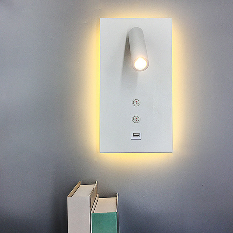 Style contemporain Rectangulaire mural métal métal 2 lumières de lecture de la lumière murale