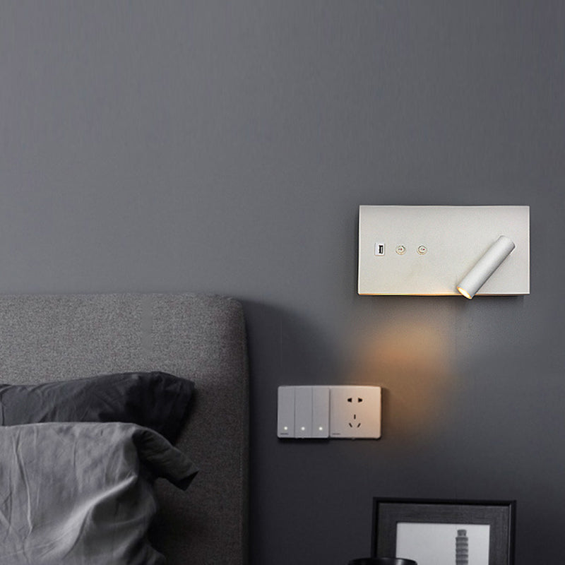 Style contemporain Rectangulaire mural métal métal 2 lumières de lecture de la lumière murale