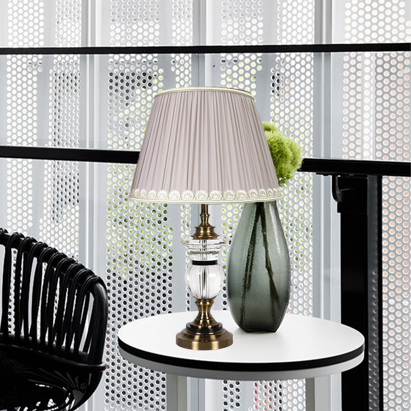 Luz de escritorio con curvas Modernismo transparente de cristal 1 lámpara de mesa nocturna de bombilla en luz púrpura