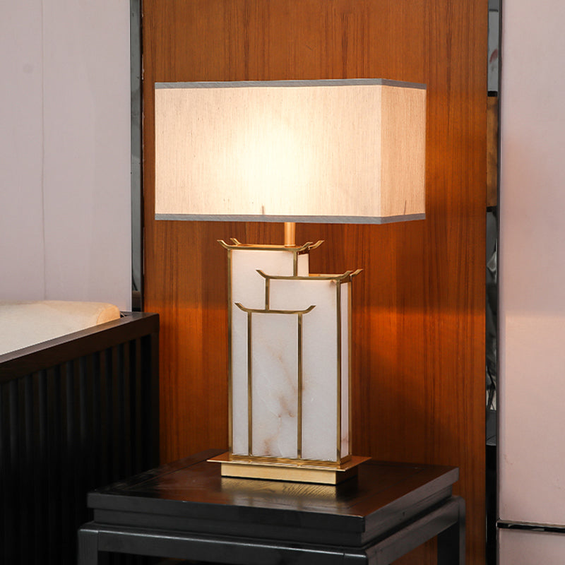 Postmodern Gold Table Lamp 1-Light Rectangular Table Light for Bedroom