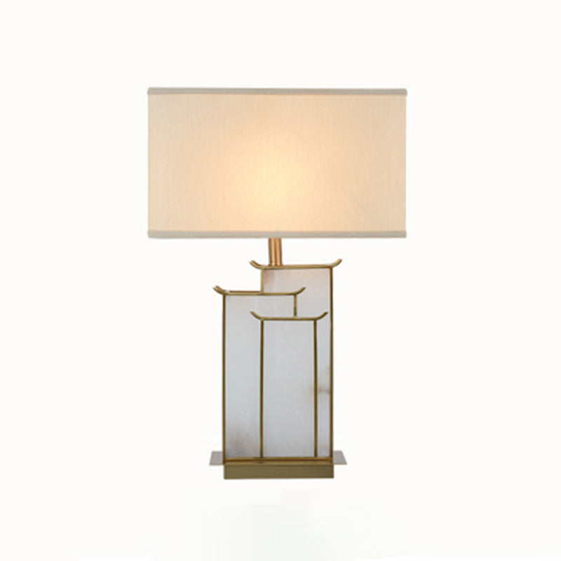 Postmodern Gold Table Lamp 1-Light Rectangular Table Light for Bedroom