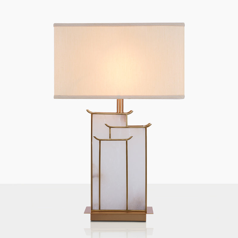 Postmodern Gold Table Lamp 1-Light Rectangular Table Light for Bedroom