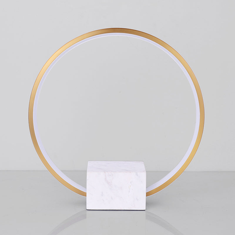 Modern Style Circle Shape Table Lamp Metal 1-Light Night Table Lamp in White