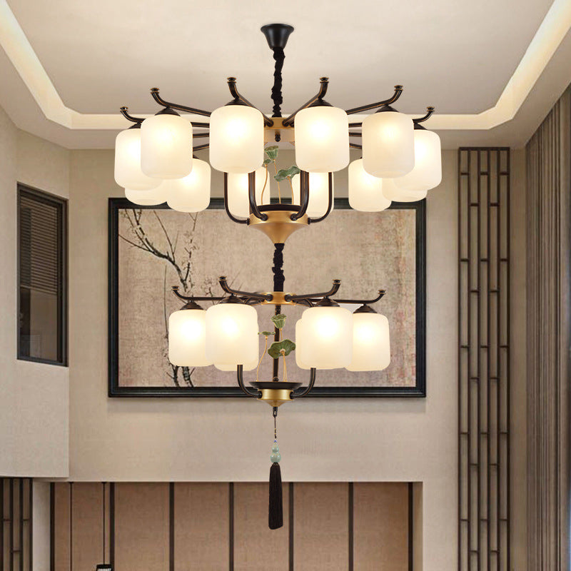 Multi -licht cilindrische tak hangende lichten moderne stijl glashangende verlichting