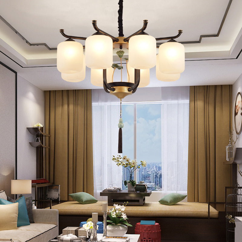 Multi -licht cilindrische tak hangende lichten moderne stijl glashangende verlichting