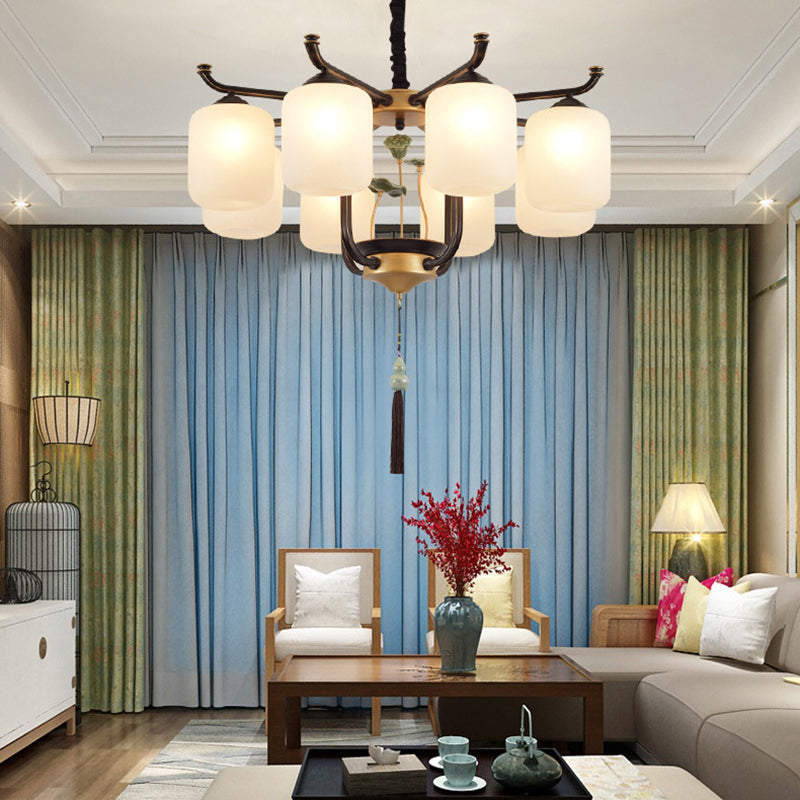 Multi -licht cilindrische tak hangende lichten moderne stijl glashangende verlichting