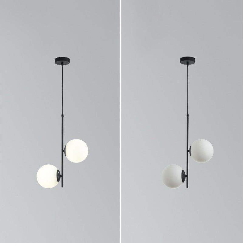 2 Lichte bolvormige tak Hangende lichten Moderne stijl Glazen hangende verlichting voor slaapkamer